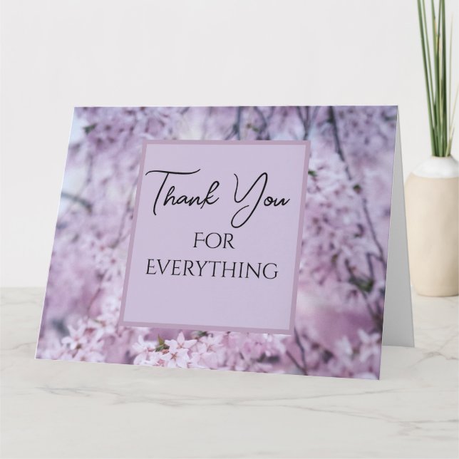 Tarjeta De Agradecimiento Gracias por todo Lilac Floral Springtime (Anverso)