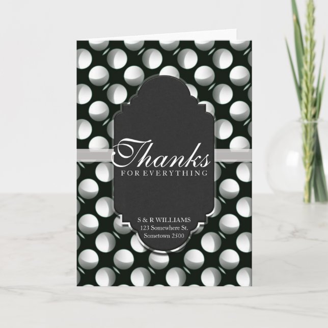 Tarjeta De Agradecimiento Gracias por todo lo moderno de la luna negro+blanc (Anverso)