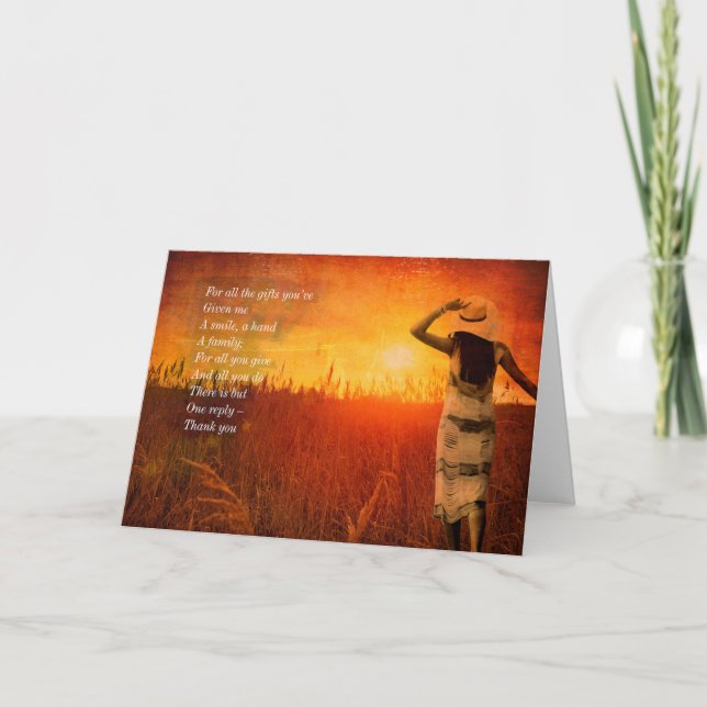 Tarjeta De Agradecimiento Gracias - Por todos los regalos que me diste (Anverso)