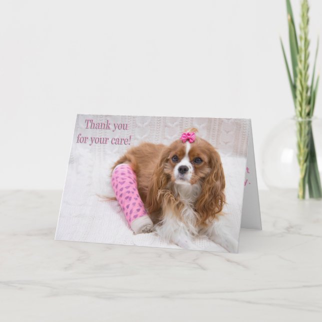 Tarjeta De Agradecimiento Gracias Por Tu Cuidado Rey Charles Spaniel (Anverso)