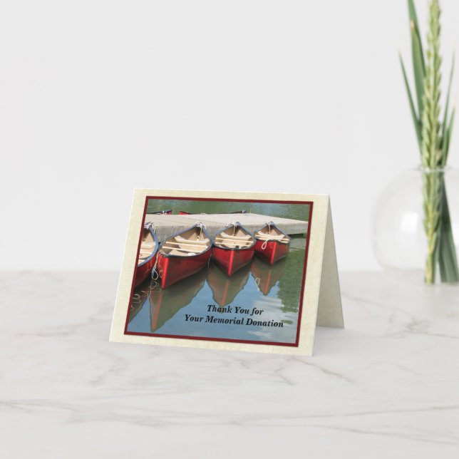 Tarjeta De Agradecimiento Gracias por tu donación en memoria, canoas rojas (Anverso)