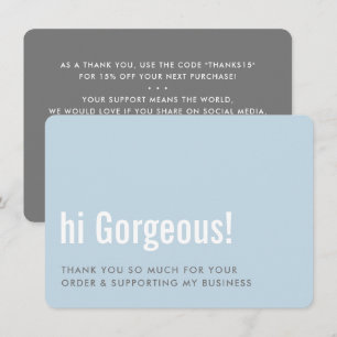 Tarjeta De Agradecimiento GRACIAS POR TU ORDEN, diversión, insertar bebe gri