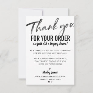 Tarjeta De Agradecimiento GRACIAS POR TU ORDEN inserte escritura de tinta mo