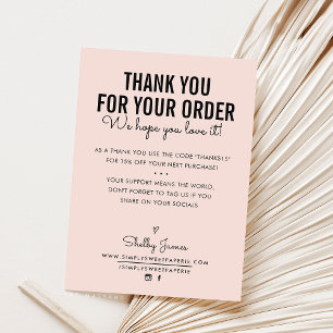 Tarjeta De Agradecimiento GRACIAS POR TU PEDIDO, introdúzcala rosa moderno