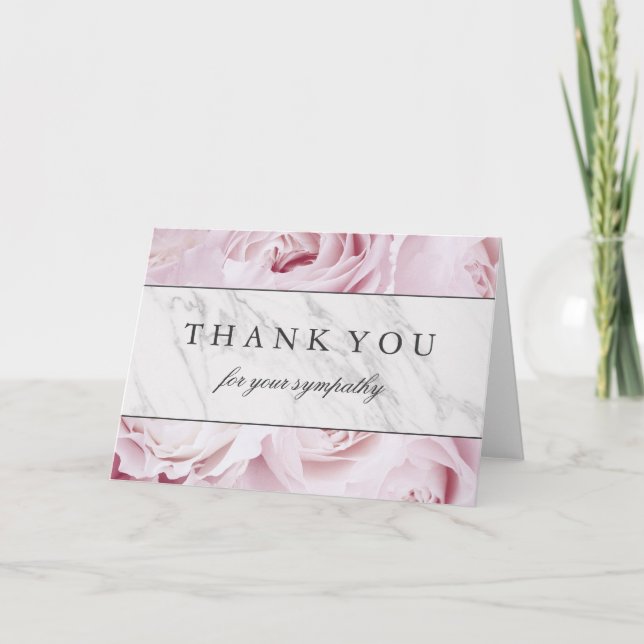 Tarjeta De Agradecimiento Gracias por tu simpatía | Rosas y mármol (Anverso)