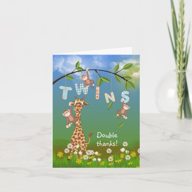 Tarjeta De Agradecimiento Gracias por Twin Shower (Anverso)