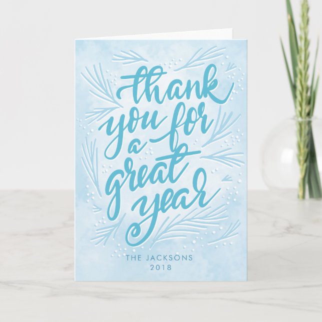 Tarjeta De Agradecimiento Gracias por unas vacaciones de Año Nuevo (Anverso)