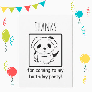 Tarjeta De Agradecimiento Gracias Por Venir A Mi Cachorro De Cumpleaños