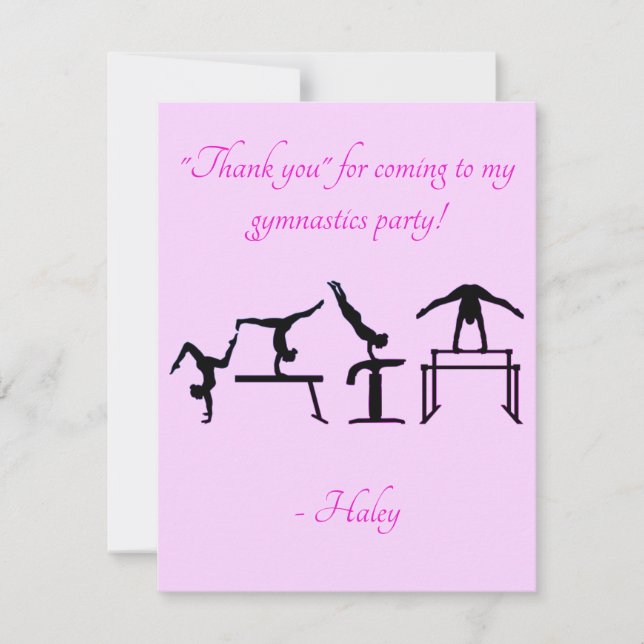 Tarjeta De Agradecimiento ¡Gracias por venir a mi FIESTA de GIMNASTICS! (Anverso)