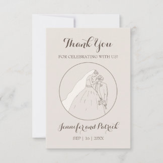 Tarjeta De Agradecimiento Gracias por venir a nuestro boda. Los amantes se b