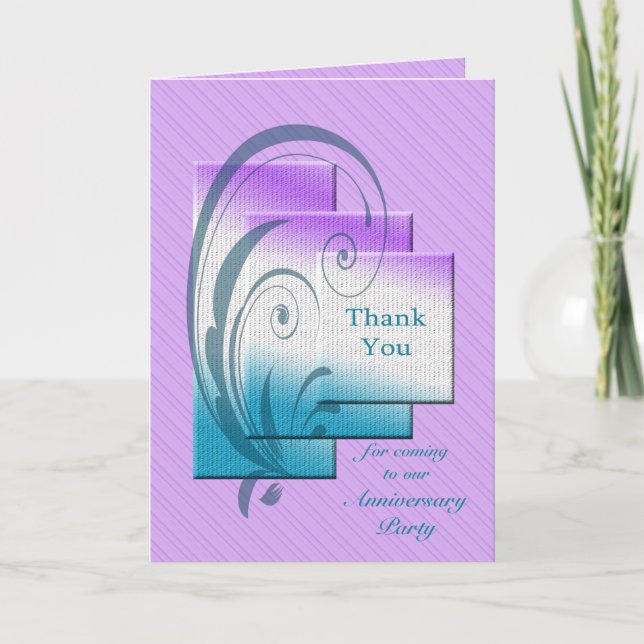 Tarjeta De Agradecimiento Gracias por venir a nuestro fiesta de aniversario (Anverso)