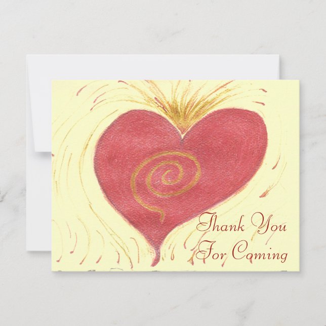 Tarjeta De Agradecimiento Gracias por venir, corazón rojo (Anverso)