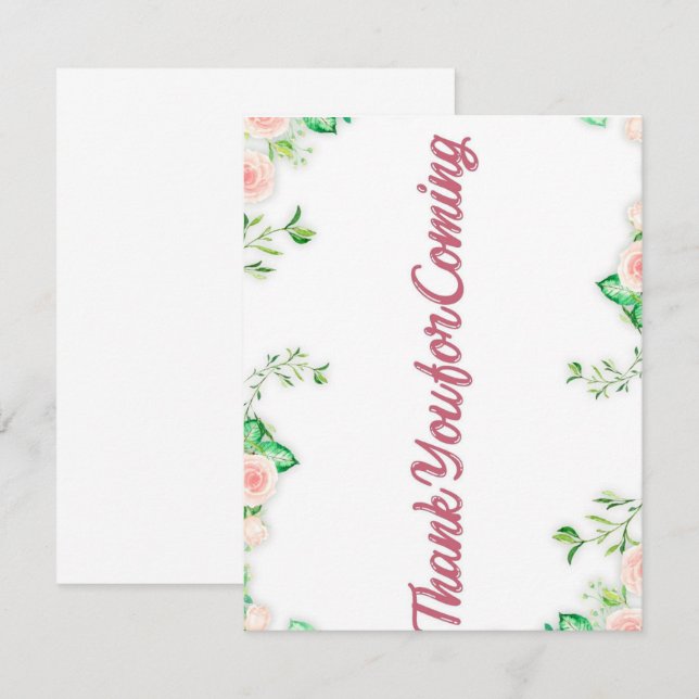 Tarjeta De Agradecimiento gracias por venir tras fiesta. (Anverso / Reverso)