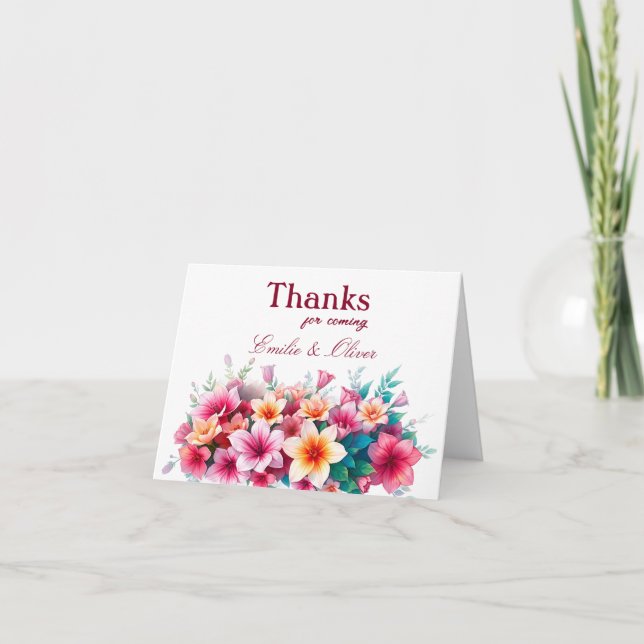 Tarjeta De Agradecimiento Gracias por venir y su nombre (Anverso)