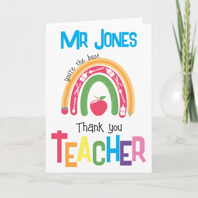 Tarjeta De Agradecimiento gracias profesor apreciar que eres el mejor (Anverso)