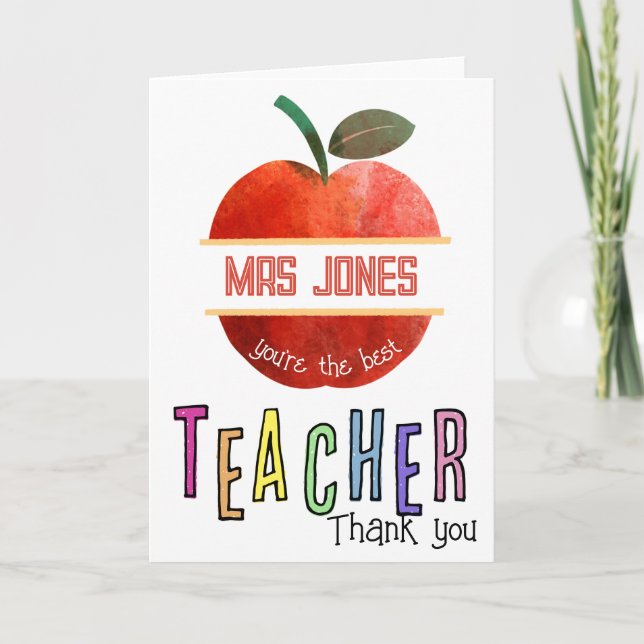 Tarjeta De Agradecimiento gracias profesor apreciar que eres el mejor (Anverso)