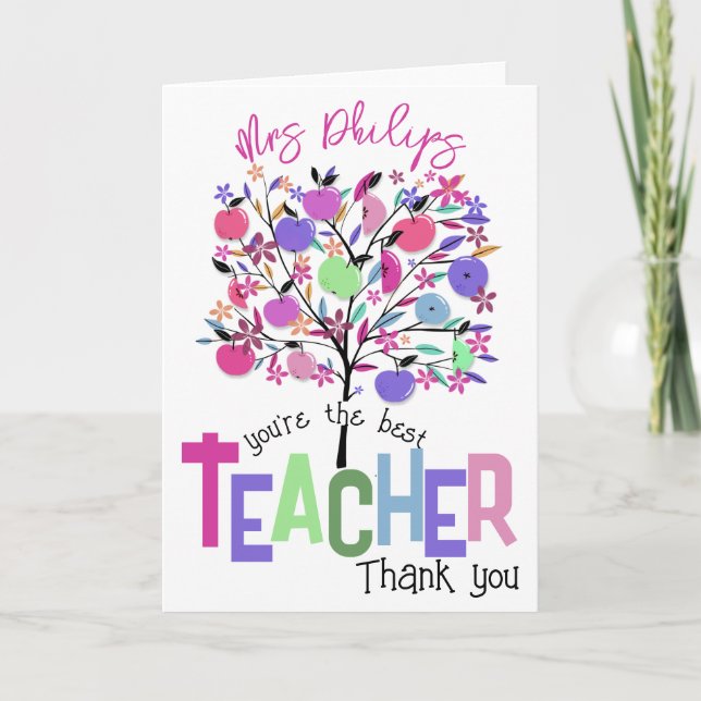 Tarjeta De Agradecimiento gracias profesor apreciar que eres el mejor (Anverso)
