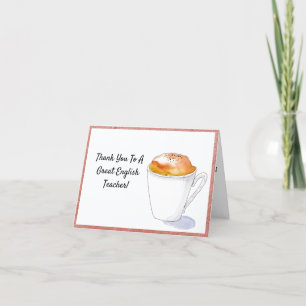 Tarjeta De Agradecimiento Gracias Profesor De Inglés Acuarela Cappuccino