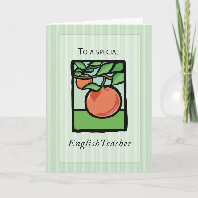 Tarjeta De Agradecimiento Gracias profesor de inglés, Apple (Anverso)
