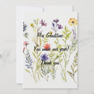 Tarjeta De Agradecimiento Gracias Profesor que hiciste nuestro año. Texto ed