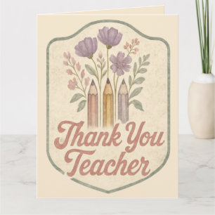 Tarjeta De Agradecimiento Gracias Profesor Vintage