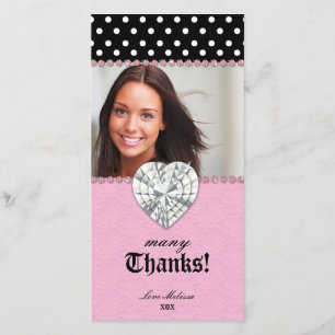 Tarjeta De Agradecimiento Gracias puntea el dulce rosado 16 de la joya del