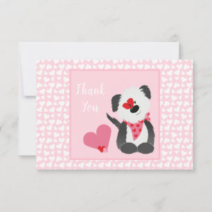 Tarjeta De Agradecimiento Gracias Puppy Heart Pattern Pink White