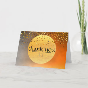 Tarjeta De Agradecimiento Gracias Purpurina Sunset Moon Confetti