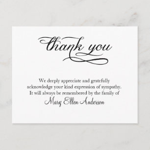 Tarjeta De Agradecimiento Gracias que el entierro le agradece behreavement