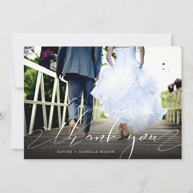 Tarjeta De Agradecimiento Gracias que la foto delicada de la escritura le (Anverso)