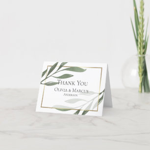 Tarjeta De Agradecimiento Gracias   Rama de olivo verde salvia acuarela