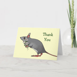 Tarjeta De Agradecimiento Gracias: Ratón cargando Bouquet de maricas