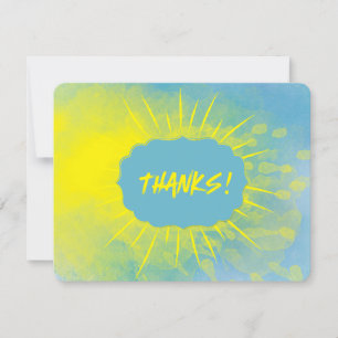 Tarjeta De Agradecimiento ¡GRACIAS! Rayos de sol acuarela dibujados a mano A