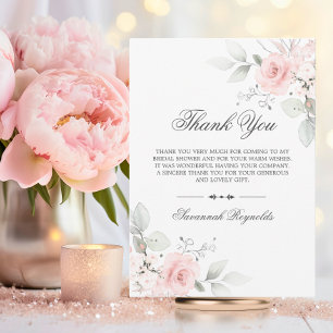 TARJETA DE AGRADECIMIENTO GRACIAS REGALO DE BODAS ROSAS FLORALES ROSADAS