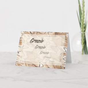 Tarjeta De Agradecimiento Gracias repetidas en italiano