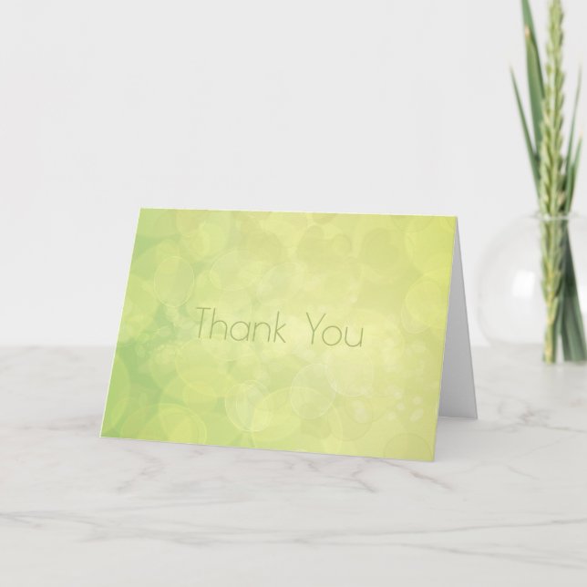 Tarjeta De Agradecimiento Gracias. Resumen de textura de cal verde bokeh. (Anverso)