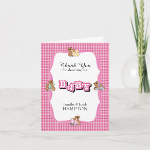 Tarjeta De Agradecimiento Gracias retratado con bebés Baby Girl Shower