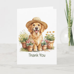 Tarjeta De Agradecimiento Gracias Retriever Dorado Perro Jardinería