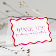 Gracias Retro Rosa Ondulado Bord Baby Shower