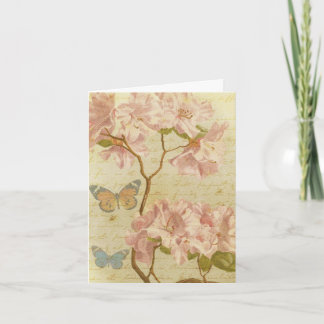 Tarjeta De Agradecimiento Gracias Rhododendron Rosa Vintage Elegante Floral