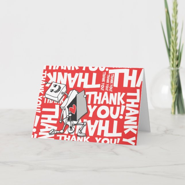 Tarjeta De Agradecimiento Gracias robot (Anverso)