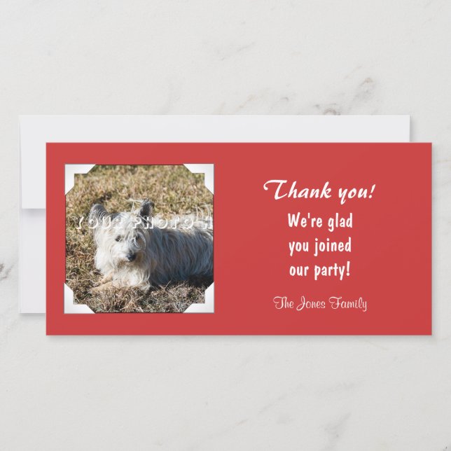 Tarjeta De Agradecimiento Gracias - Rojo (Anverso)
