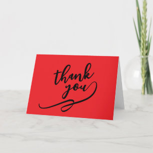 Tarjeta De Agradecimiento Gracias Rojo Brillante Clásico Único Simple