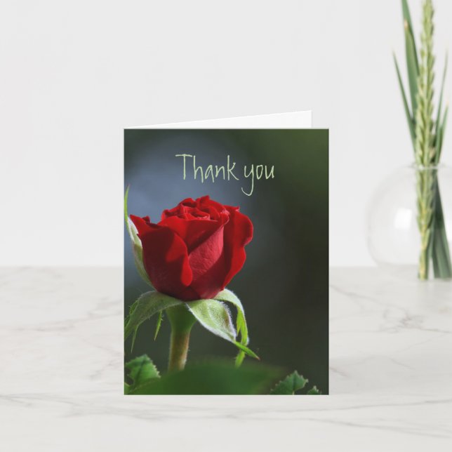 Tarjeta De Agradecimiento Gracias Rojo Rose Garden Flower (Anverso)