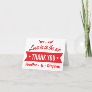 Tarjeta De Agradecimiento Gracias Rojo Y Blanco Boda De Amor Personalizada