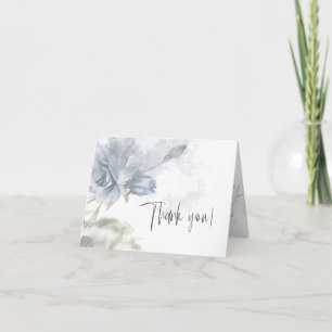 Tarjeta De Agradecimiento Gracias   Rosa azul turbio y acuarela