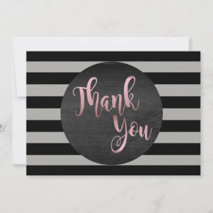 Tarjeta De Agradecimiento Gracias Rosa Boda de oro negro a rayas