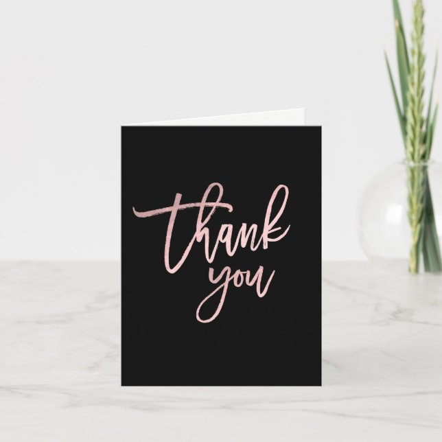 Tarjeta De Agradecimiento GRACIAS Rosa Dorado Rosa Moderno Script Foil Chic (Anverso)