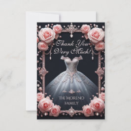 Tarjeta De Agradecimiento Gracias Rosa Español de Quinceañera