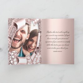 Tarjeta De Agradecimiento Gracias Rosa foto Boda de Iniciales de Marco 3D